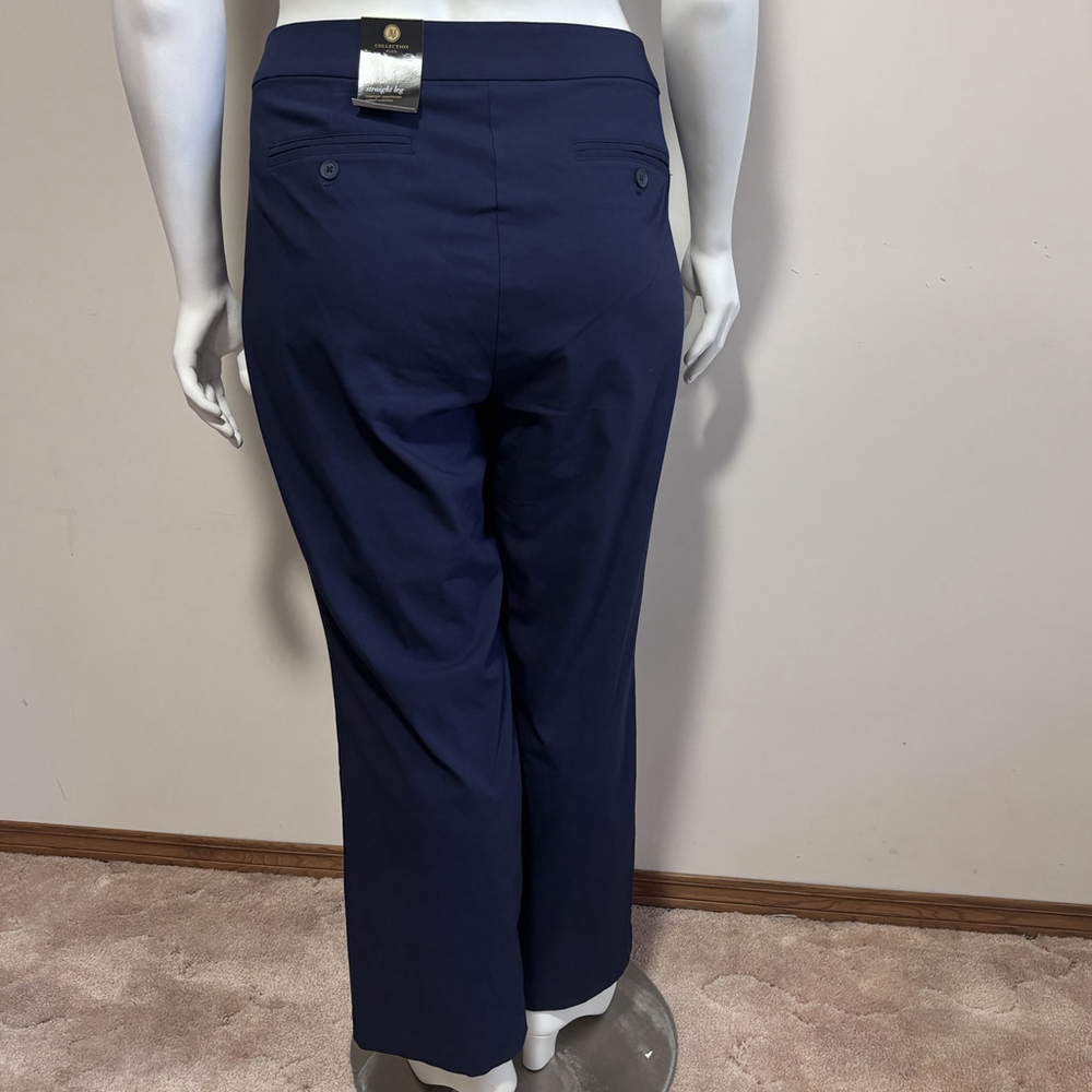JM Collection Plus Size 18WP Curvy Fit Straight Leg Navy Blue Dress Pants NWT - Picture 6 of 7